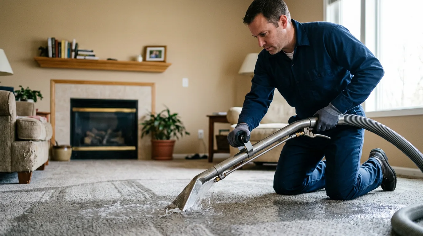 Water damage restoration technician working near Jacobs Creek, PA